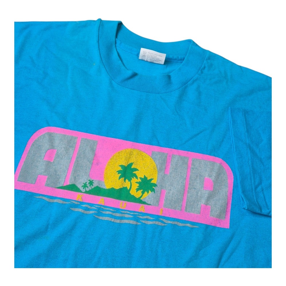 VTG Aloha Kauai Hawaii Short Sleeve Single Stitch Hanes‎ Made In USA Adult XL